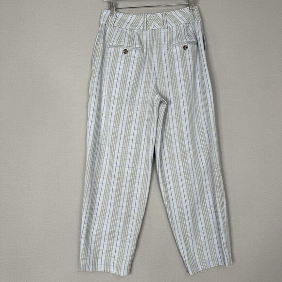 Club Monaco Womens Pants 4 Pastel Blue Plaid Pleated Trouser Old Money Prep Boho - Picture 9 of 15